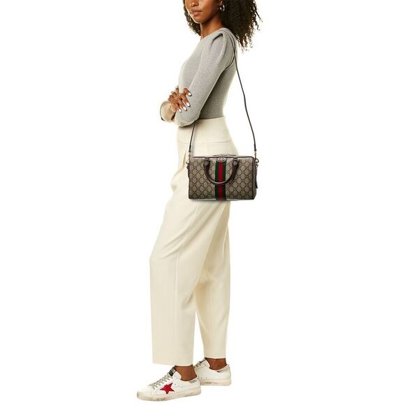 Gucci Ophidia Gg Small Top Handle Gg Supreme Canvas & Leather Bag, Brown - Picture 4 of 5